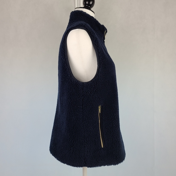 J Crew Plush Fleece Excursion Vest in Navy Blue - Picture 3 of 7